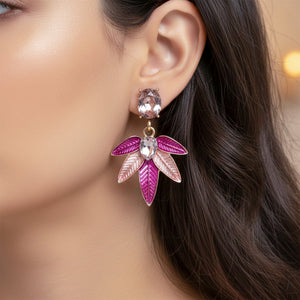 Pink Leaf Blossom Earrings