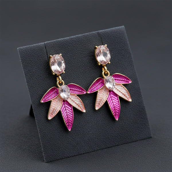 Pink Leaf Blossom Earrings