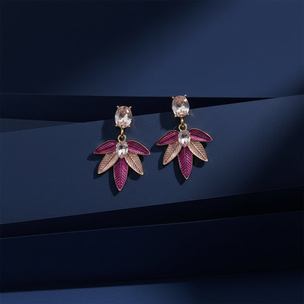 Pink Leaf Blossom Earrings