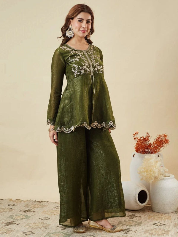 Crunchy Silk kurta & Plazzo Set