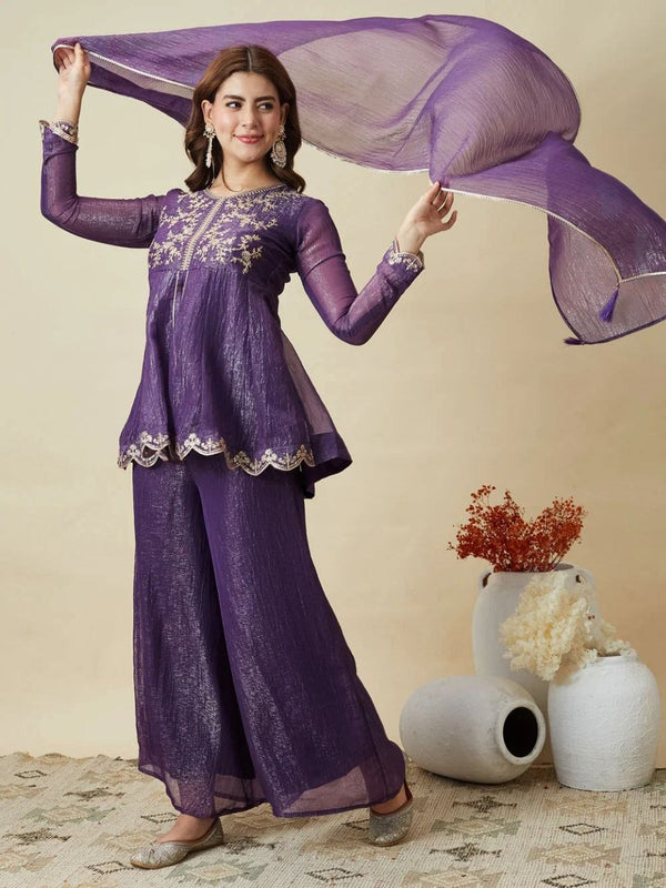 Crunchy Silk kurta & Plazzo Set