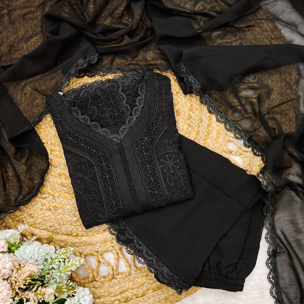 chikankari embroidery 3 pic suit