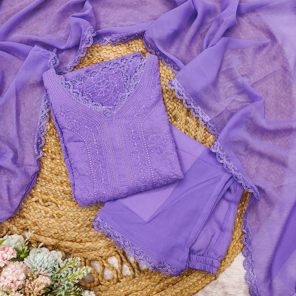 chikankari embroidery 3 pic suit