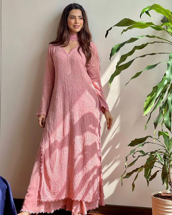 chikankari embroidery 3 pic suit
