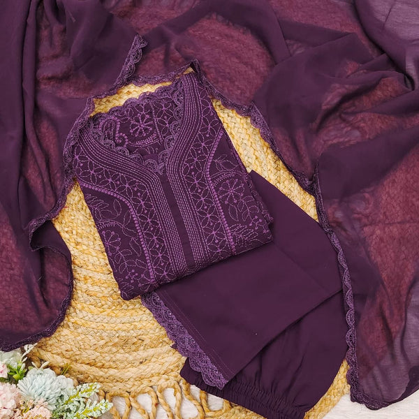 chikankari embroidery 3 pic suit