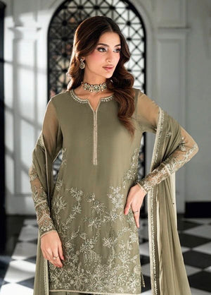 Olive Noor Embroidered Palazzo Suit Set