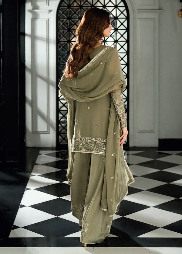 Olive Noor Embroidered Palazzo Suit Set