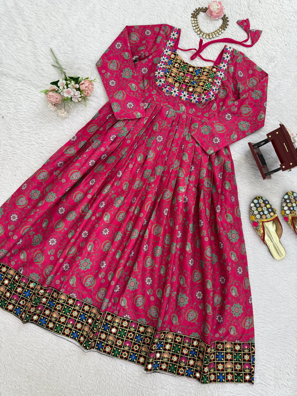 Pink Royale Mirror Work Anarkali