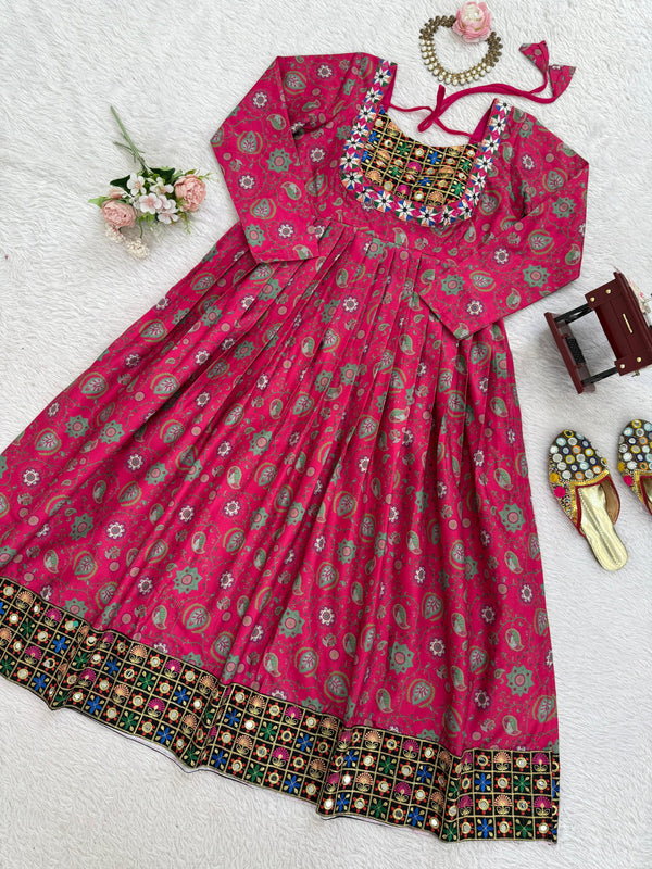 Pink Royale Mirror Work Anarkali
