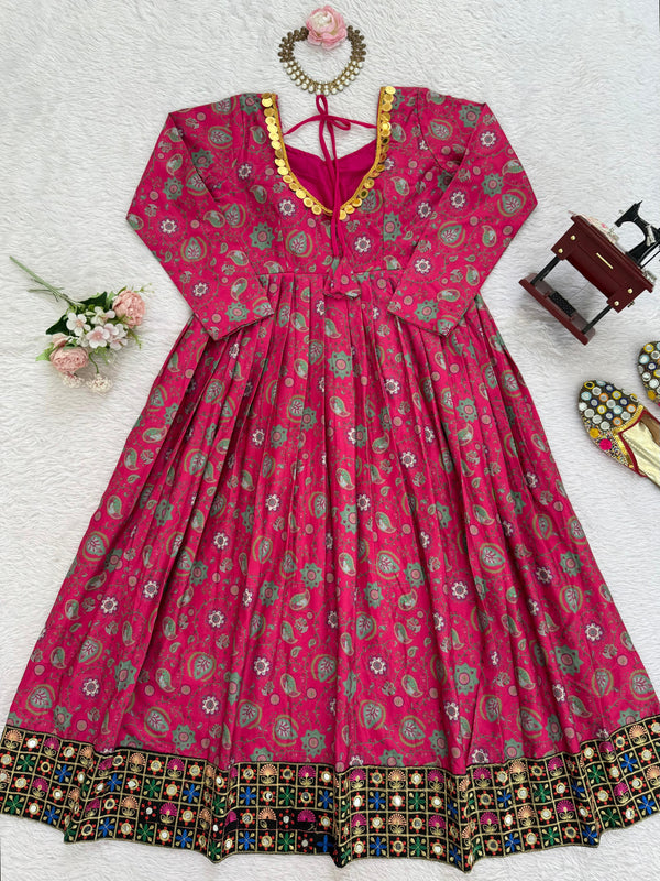 Pink Royale Mirror Work Anarkali