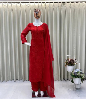 chikankari embroidery 3 pic suit