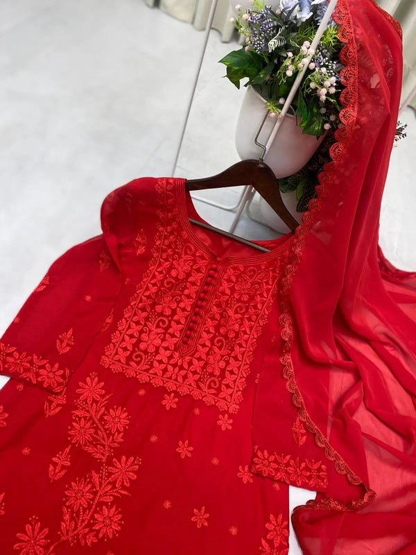 chikankari embroidery 3 pic suit