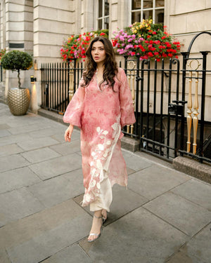 Pink Floral Embroidered Kurta Set for Women | Premium Festive Ethnic Wear