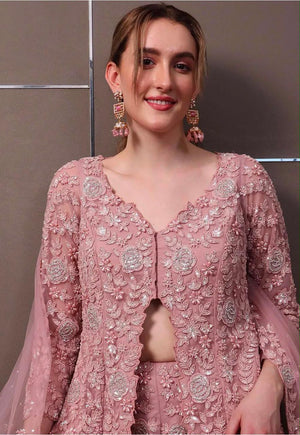 Dusty Rose Pink Luxury Embroidered 3-Piece Pakistani Suit Set