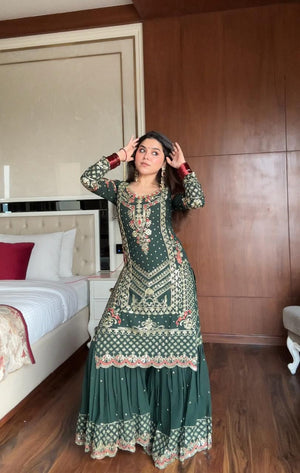 Gulnaar Embroidered Sharara Set