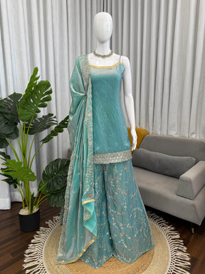 Aab-e-Ruh Aqua Sharara Set