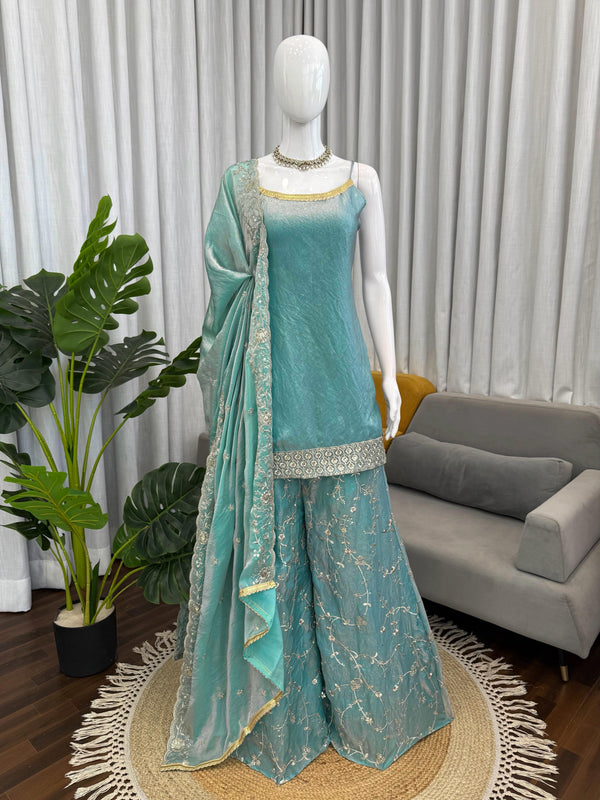 Aab-e-Ruh Aqua Sharara Set