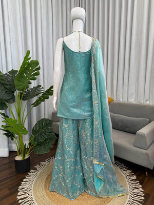 Aab-e-Ruh Aqua Sharara Set