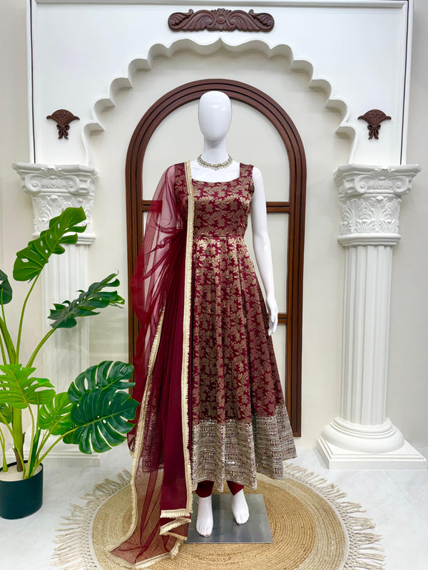 Mehroon Noor Anarkali Gown