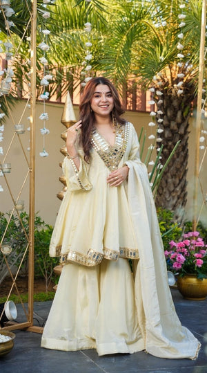 Anarkali Kurta with Sharara & Dupatta