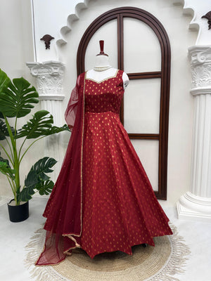 Royal Crimson Zari Anarkali Set
