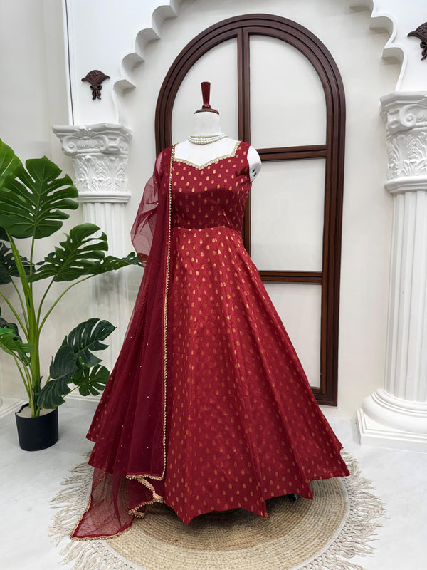 Royal Crimson Zari Anarkali Set