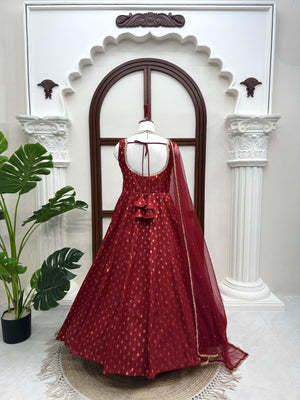 Royal Crimson Zari Anarkali Set