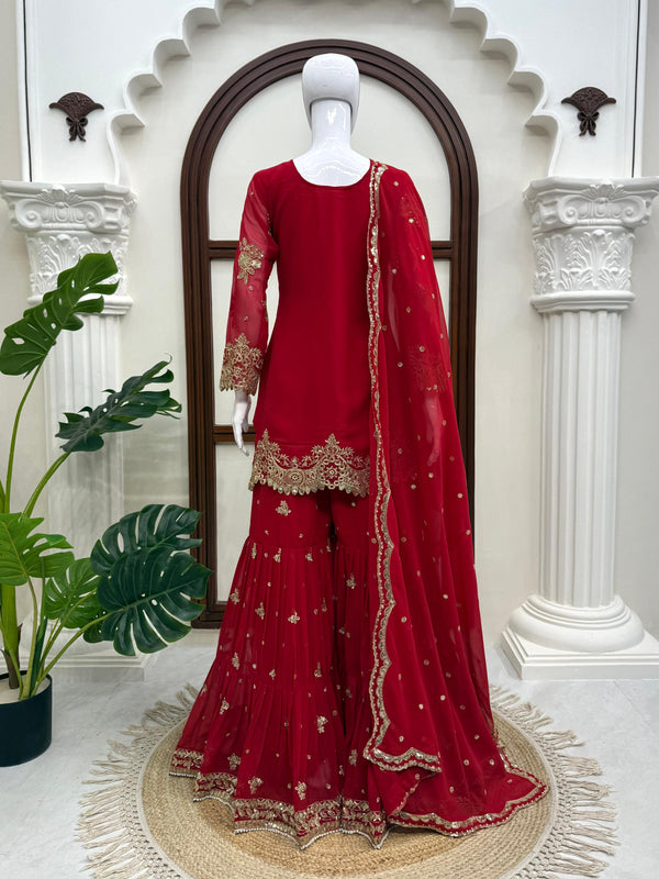 Zoya Crimson Festive Suit