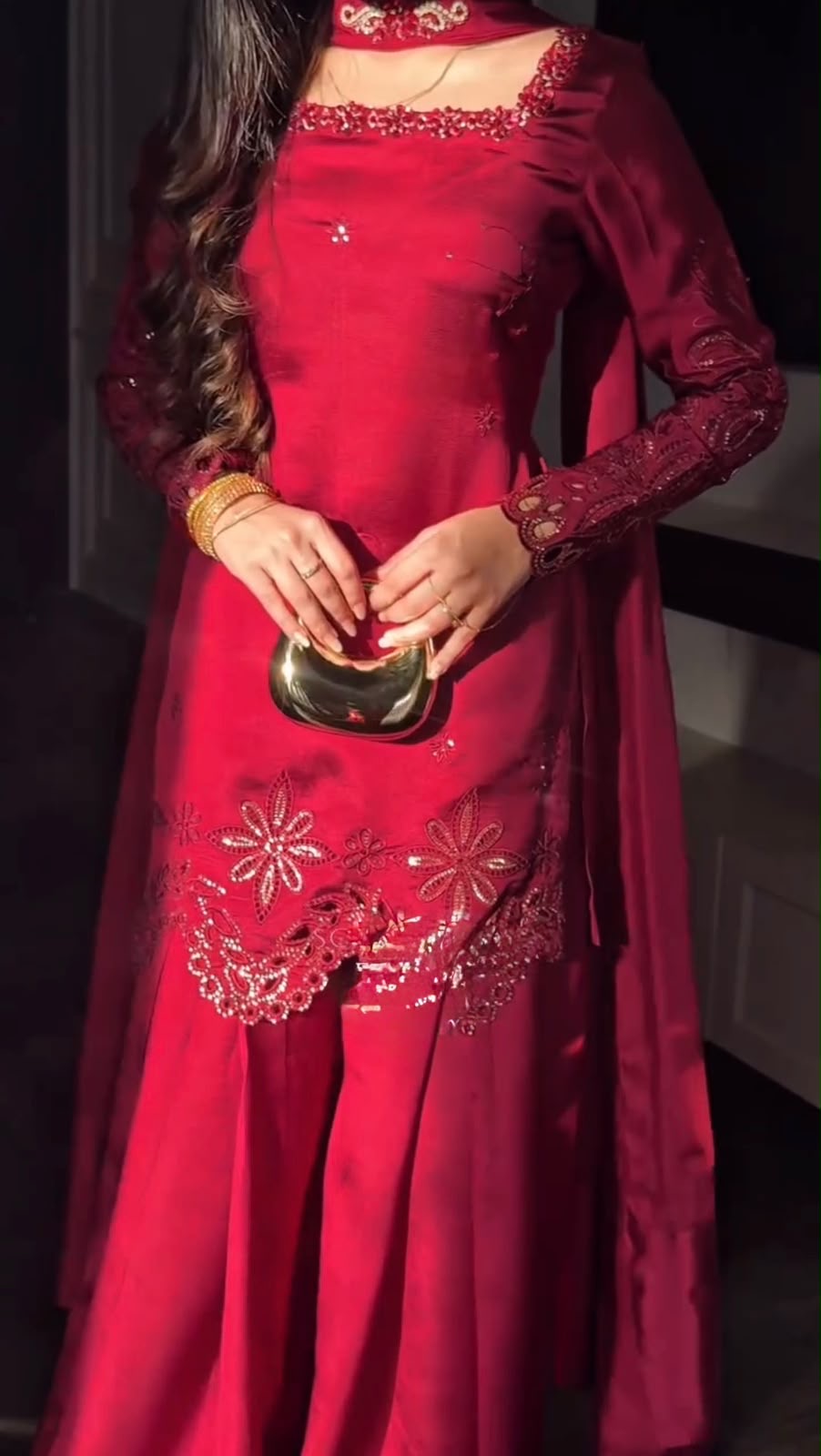 Aafreen Wine Sharara Set