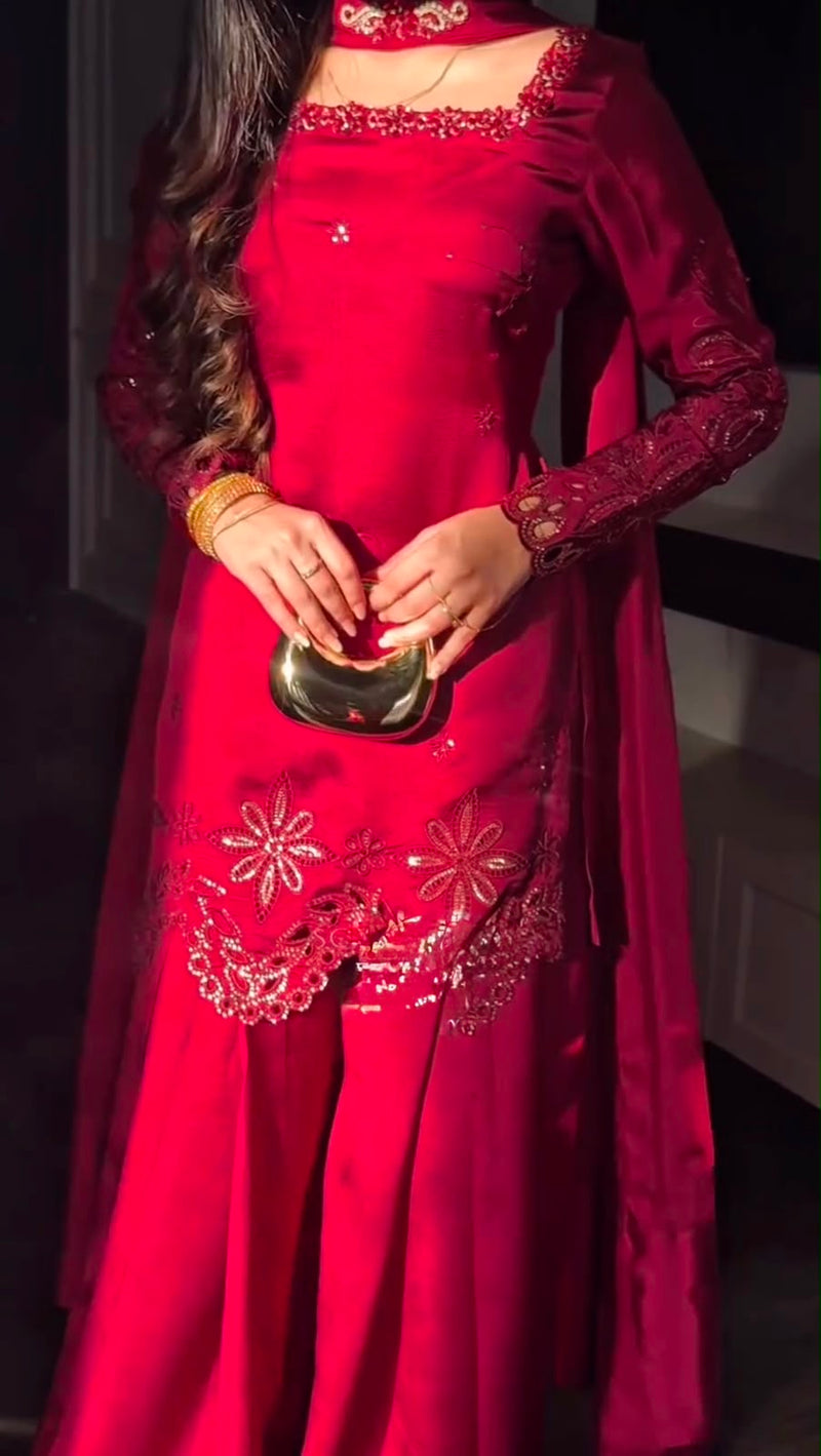 Aafreen Wine Sharara Set