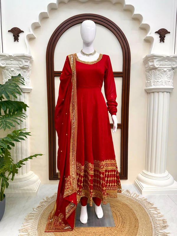 Royal Scarlet Anarkali Set