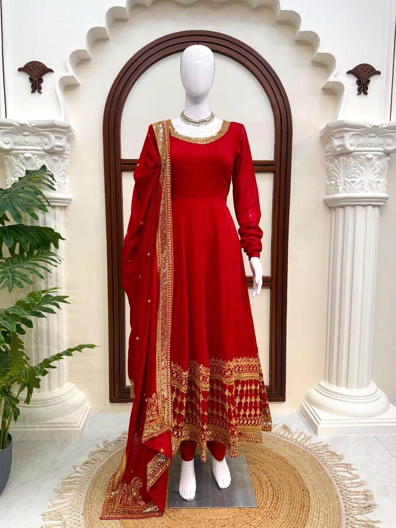Royal Scarlet Anarkali Set
